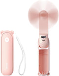 Handheld 3-in-1 Mini Fan – USB Rechargeable Portable Fan with Power Bank & Flashlight (Pink)