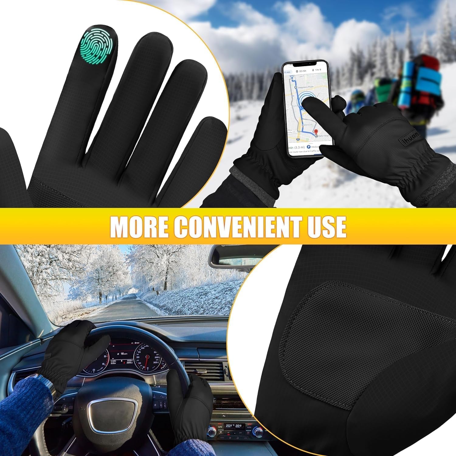 Winter Waterproof Ski Gloves for Men & Women – Insulated Thermal Snow Gloves