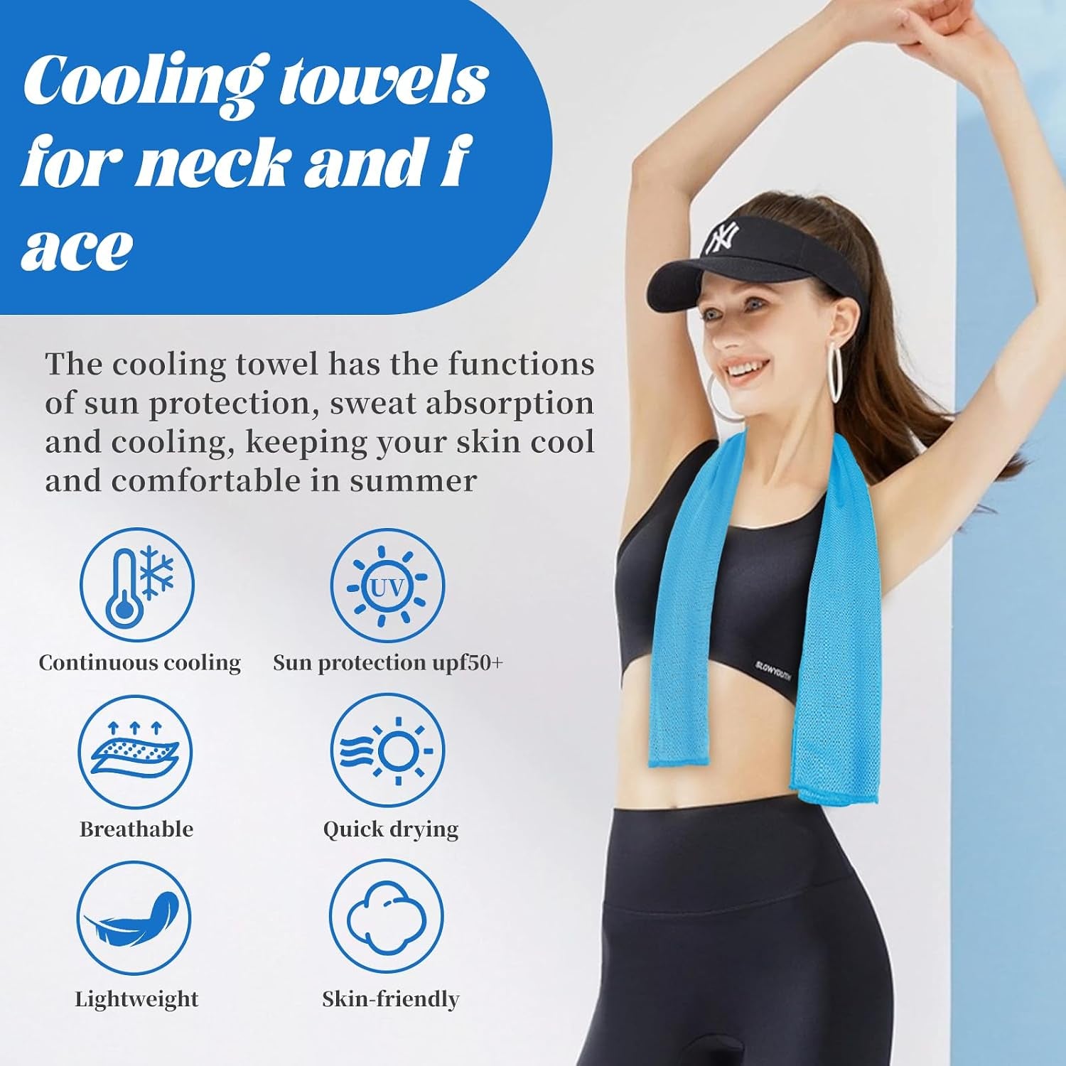 4-Pack Cooling Towels for Neck and Face – Soft Breathable Microfiber Cooling Towels