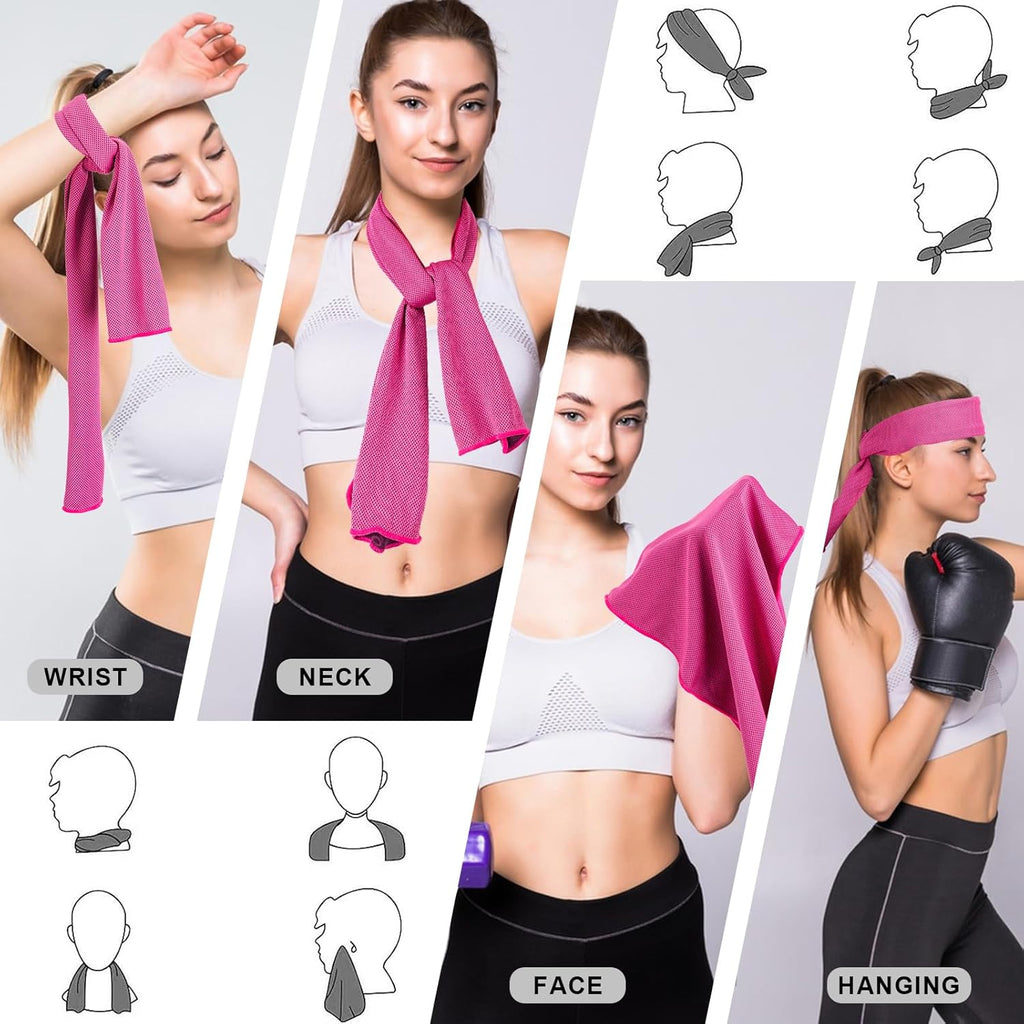 4 Pack Cooling Towels (40" x 12") – Microfiber Cooling Neck Wraps, Soft Breathable Ice Towels for Sports, Running, Gym, Yoga, Workout, Camping & Outdoor Activities