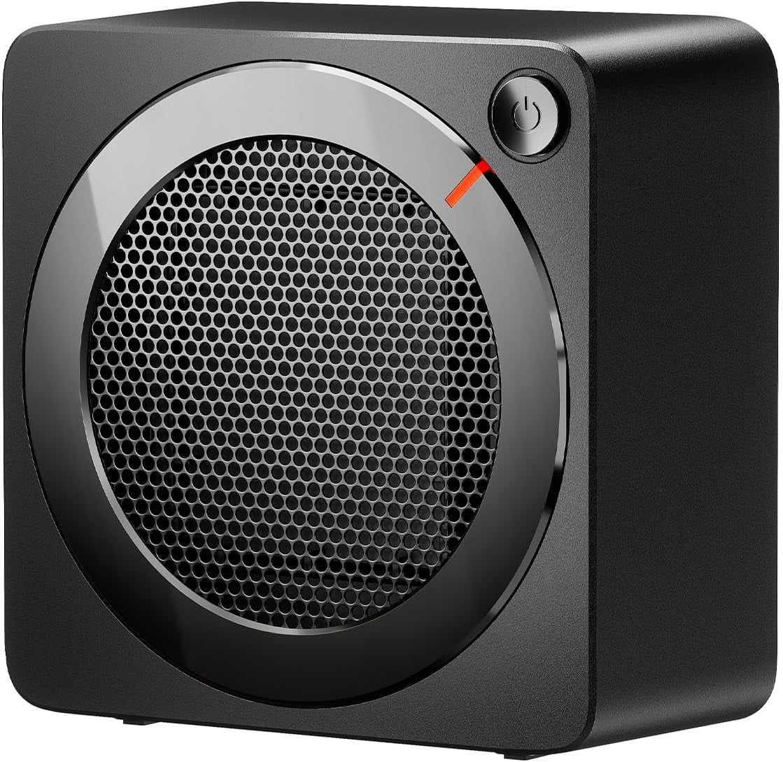 500W Mini Ceramic Space Heater – Portable PTC Fast Heating Desk Heater with Adjustable Thermostat