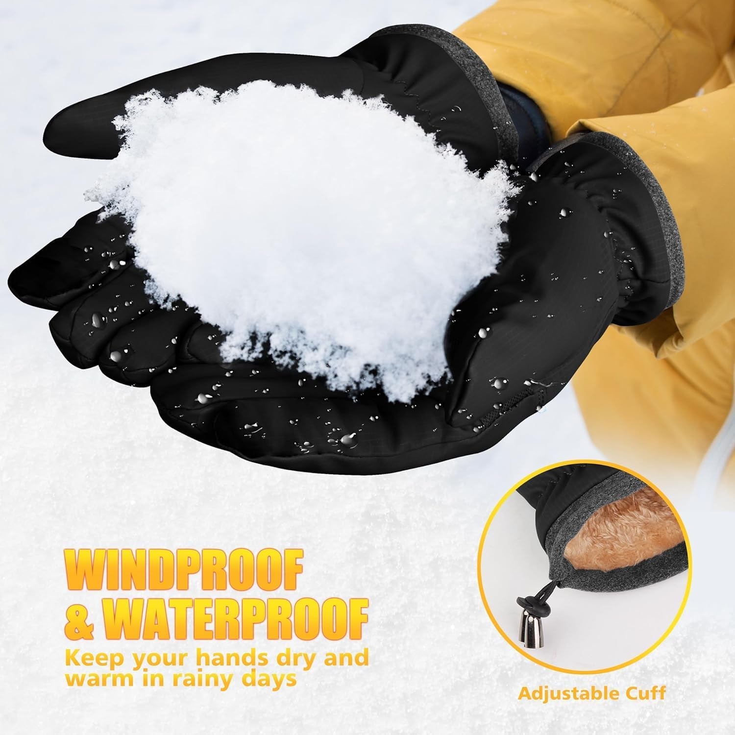 Winter Waterproof Ski Gloves for Men & Women – Insulated Thermal Snow Gloves