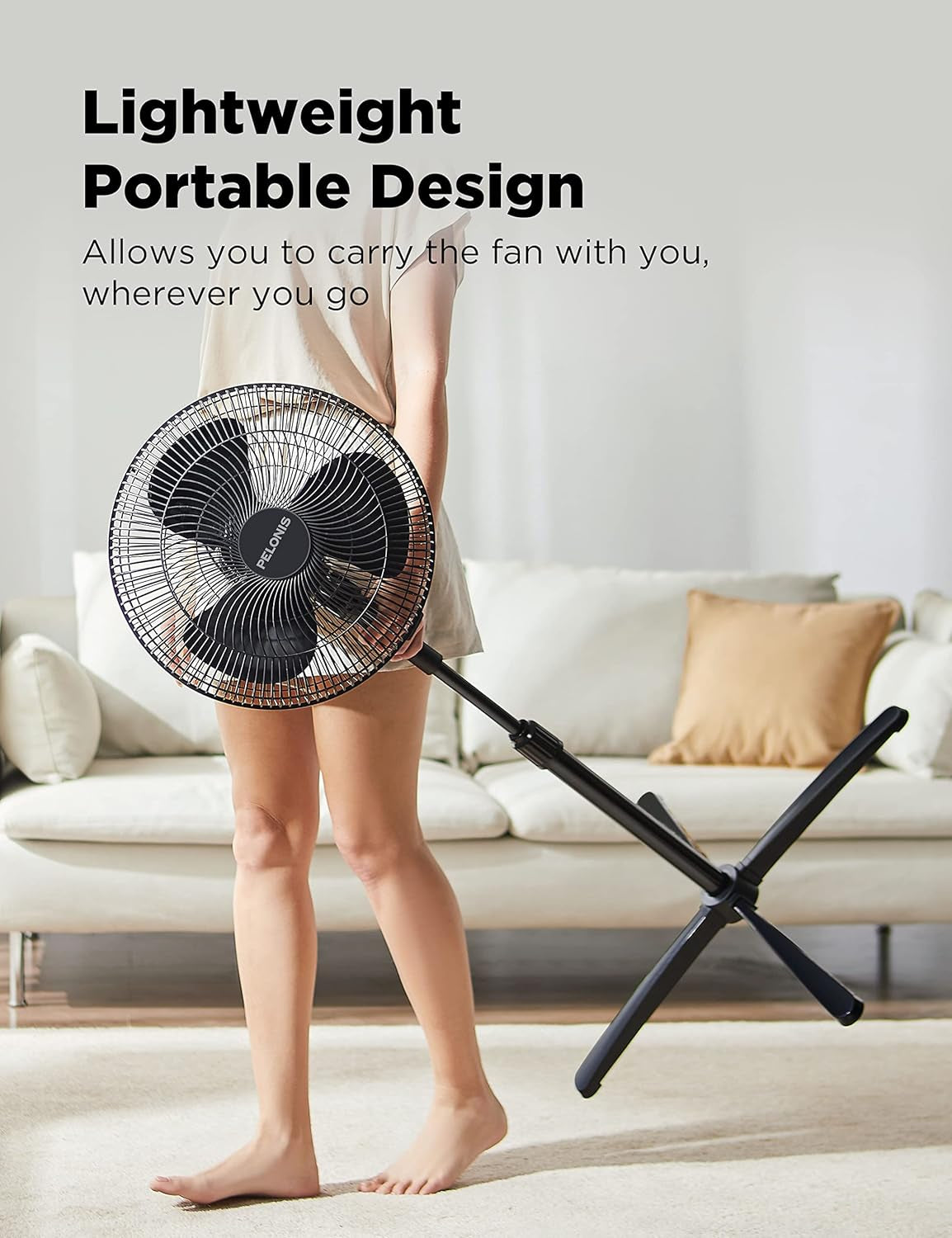 16-Inch Oscillating Pedestal Fan – Adjustable Height Standing Fan with 3 Speed Settings