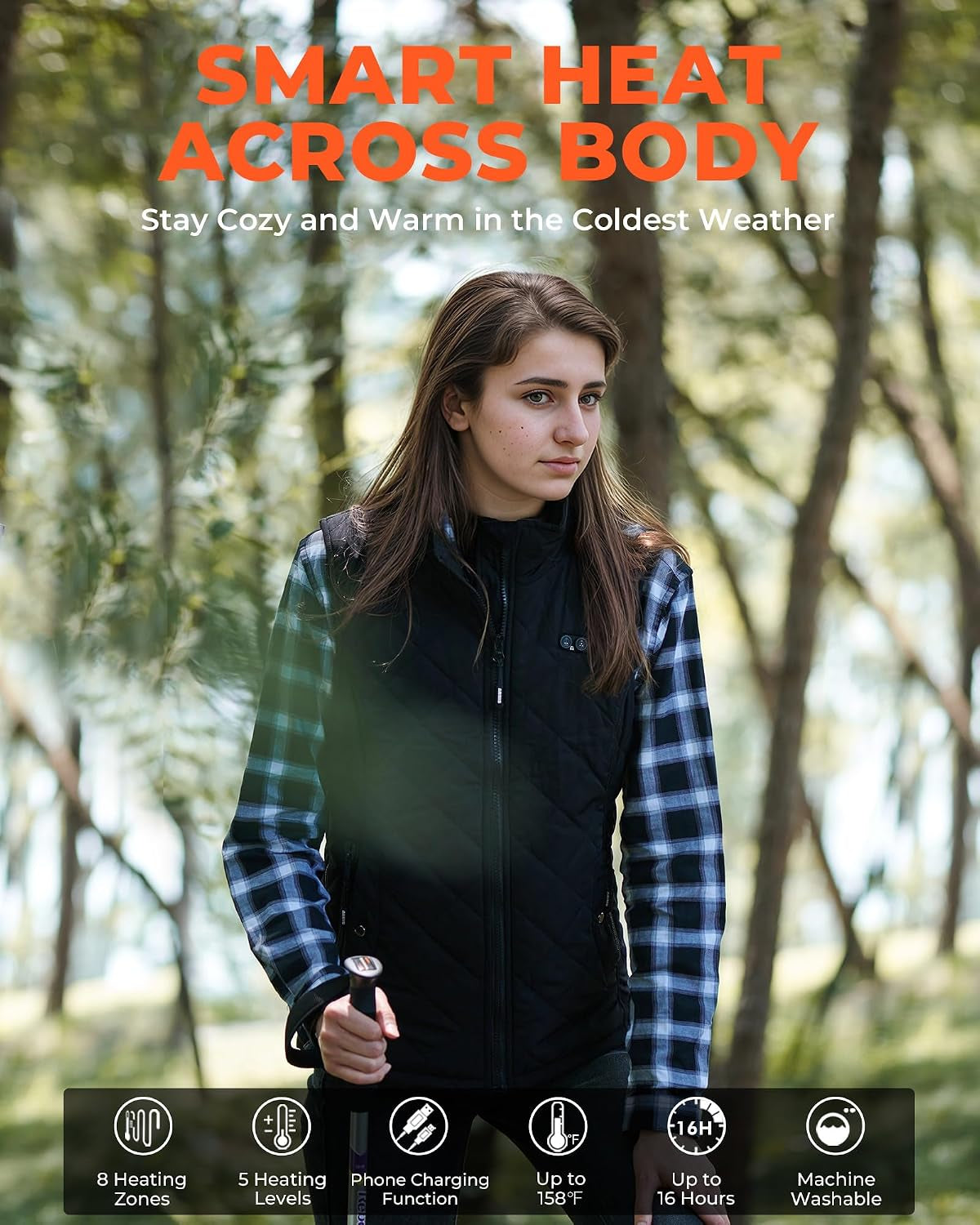 Women's Adjustable Heated Vest – Rechargeable Heated Vest with 7.4V Battery Pack