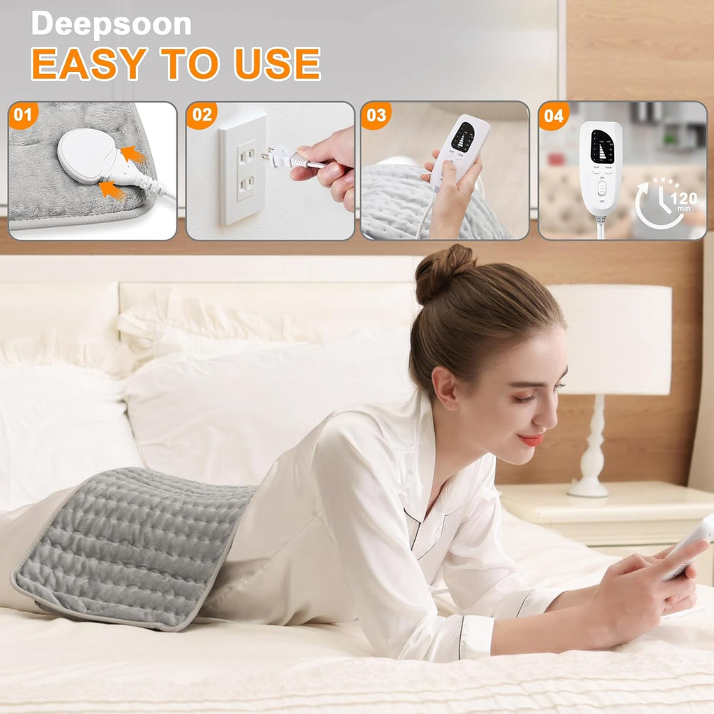 Electric Heating Pad for Back, Neck & Shoulders – 24 x 12-Inch Heating Pad