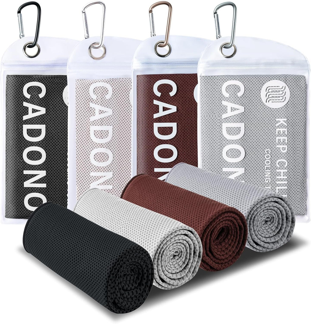 4 Pack Cooling Towels (40" x 12") – Microfiber Cooling Neck Wraps, Soft Breathable Ice Towels for Sports, Running, Gym, Yoga, Workout, Camping & Outdoor Activities