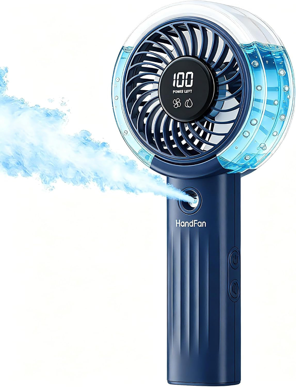 Portable Misting Fan – USB Rechargeable Handheld Cooling Fan with Water Mist Spray, LED Display, Powerful Quiet Airflow