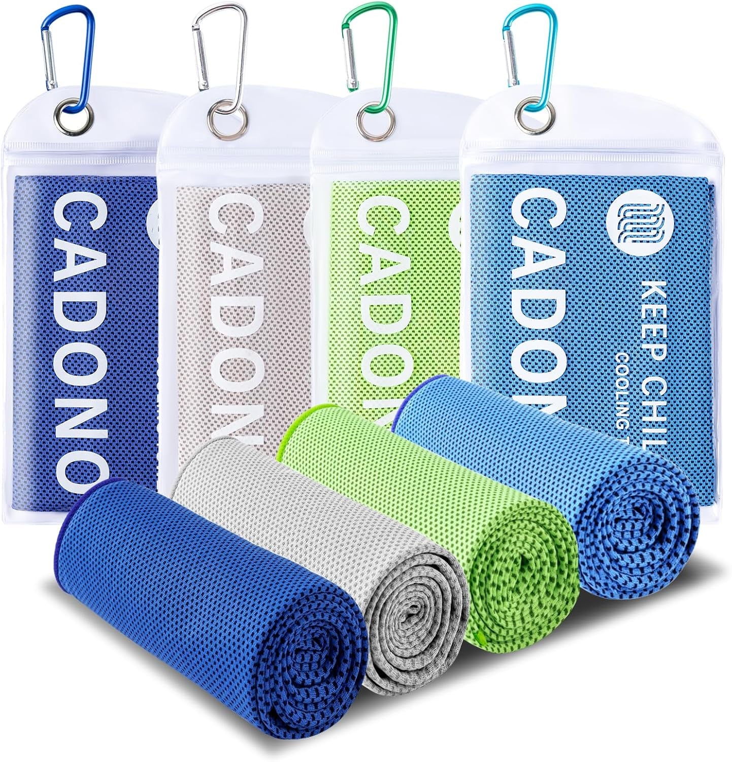 4 Pack Cooling Towels (40" x 12") – Microfiber Cooling Neck Wraps, Soft Breathable Ice Towels for Sports, Running, Gym, Yoga, Workout, Camping & Outdoor Activities
