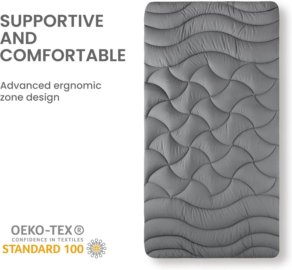Cooling Twin Mattress Topper for Single Bed – Premium Zoned Mattress Pad Cover with Deep Pocket 8–21", Breathable Quilted Mattress Protector, Soft and Washable Bed Topper