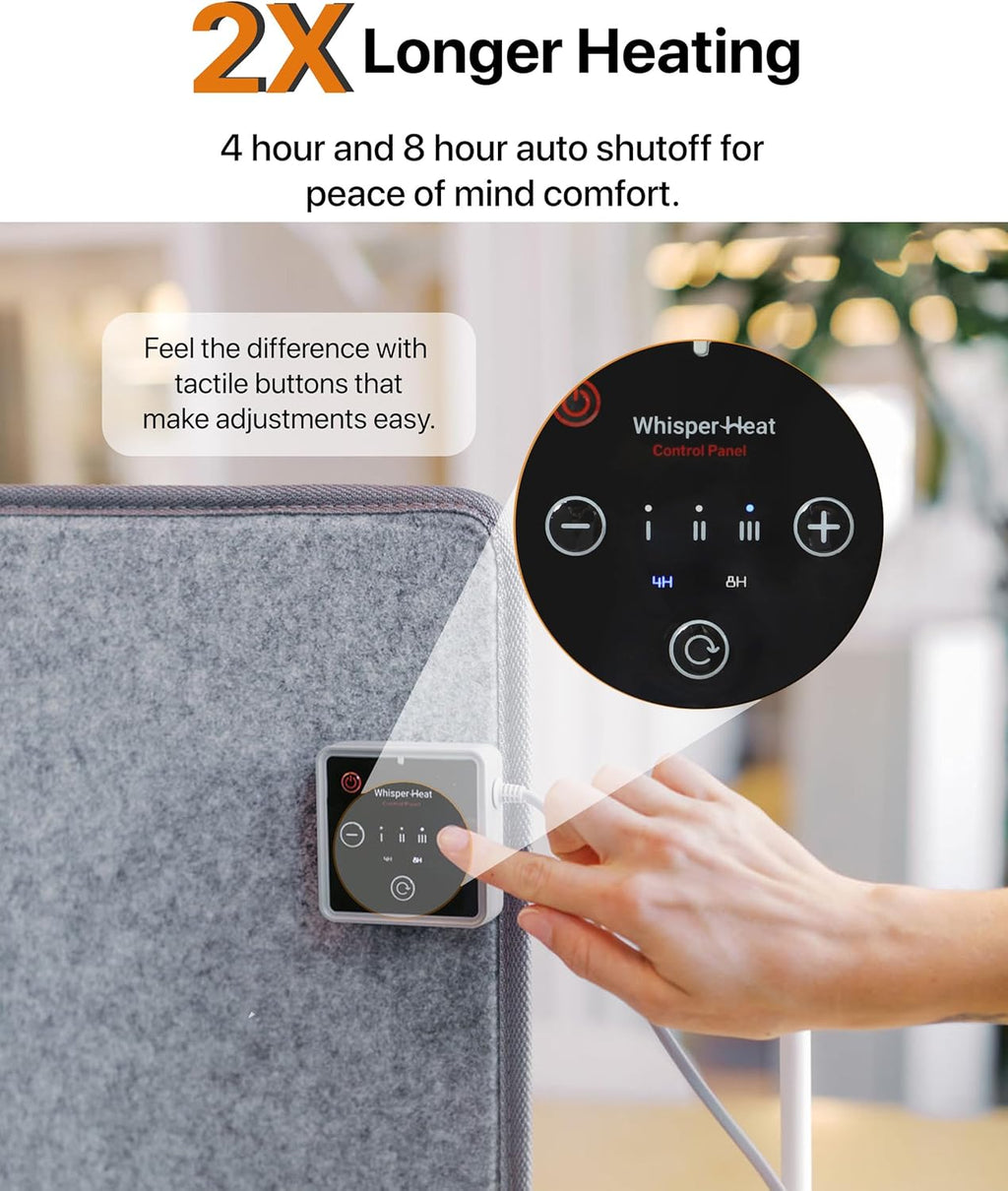 Under Desk Heater – Silent, Energy-Efficient Personal Heater for Legs & Feet, Office & Home, with Thermostat and Timer