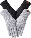 2-Pack Women's Winter Touchscreen Gloves – Thermal Knit Gloves with Warm Lining