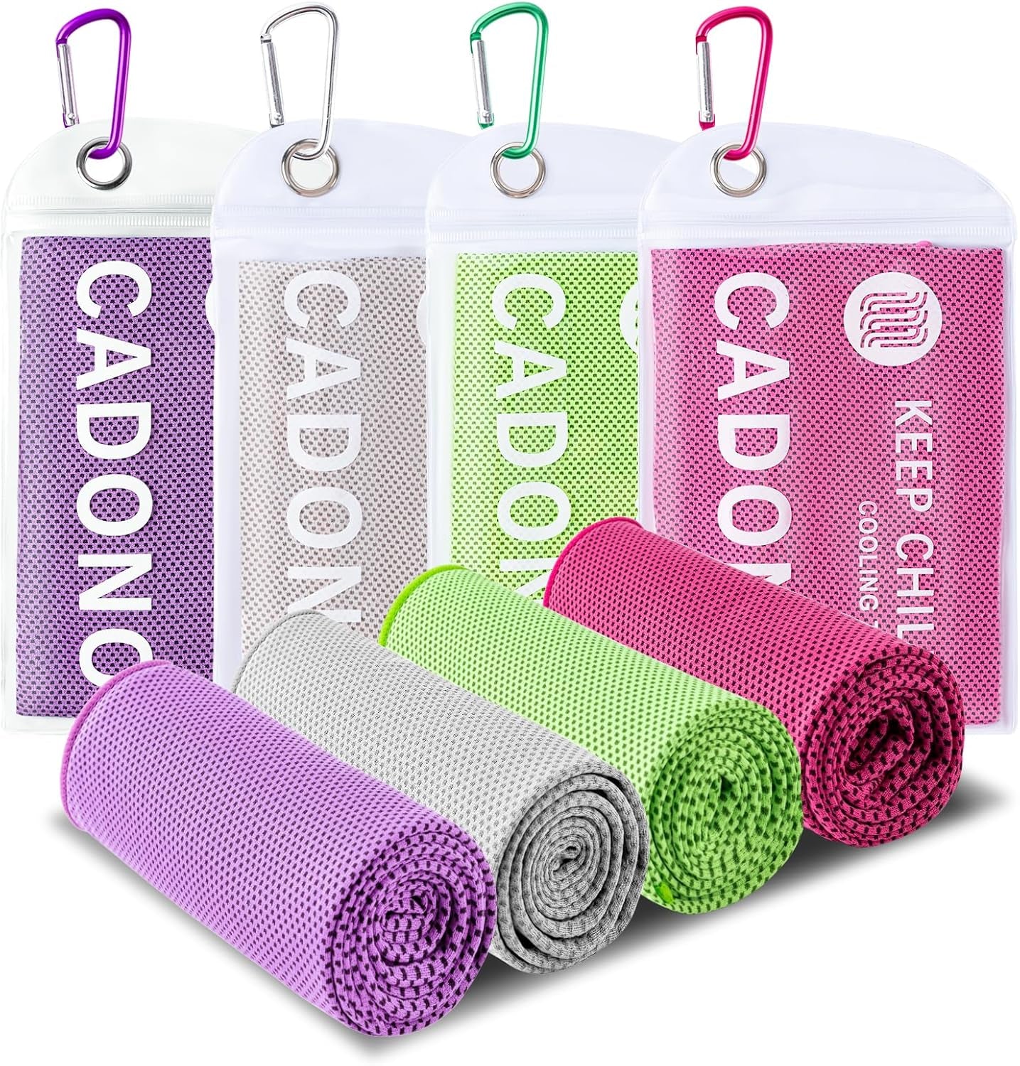 4 Pack Cooling Towels (40" x 12") – Microfiber Cooling Neck Wraps, Soft Breathable Ice Towels for Sports, Running, Gym, Yoga, Workout, Camping & Outdoor Activities