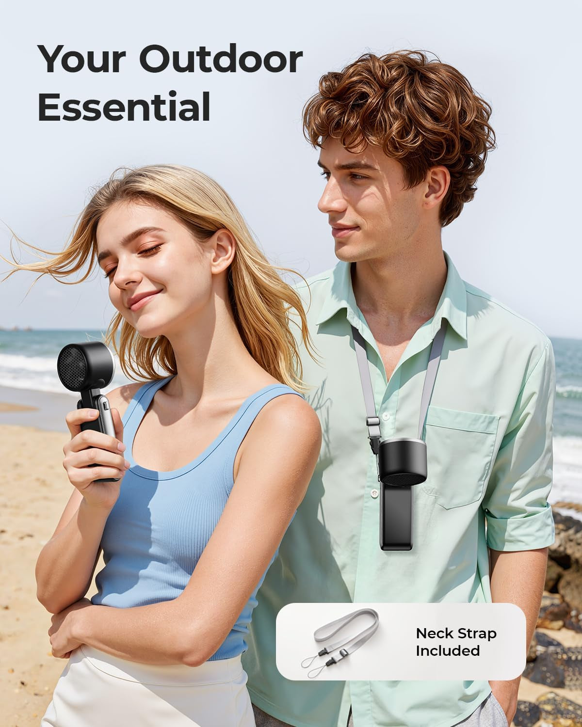 Portable Turbo Handheld Fan – 4000mAh Rechargeable Personal Fan with 5 Speed Settings