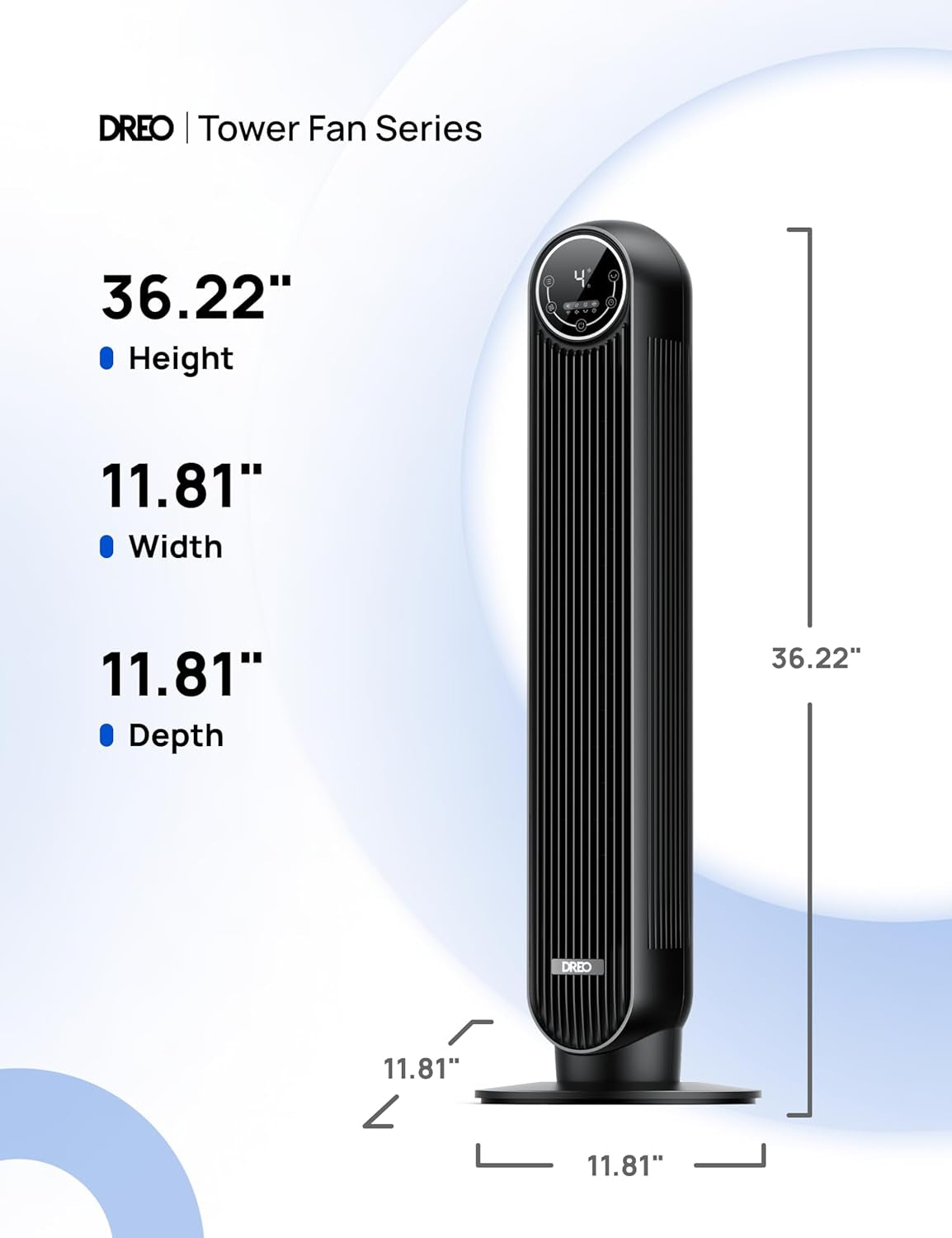 Bladeless Tower Fan for Bedroom – Quiet Oscillating Floor Fan with Remote Control, 8 Speed Settings, 4 Modes