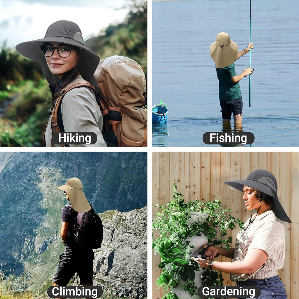 Sun Hat with Neck Flap for Men and Women – UPF 50+ UV Protection Wide Brim Bucket Hat for Fishing, Hiking, Safari and Outdoor Activities