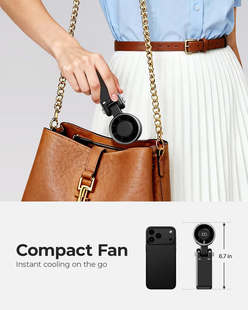 Portable Turbo Handheld Fan – 4000mAh Rechargeable Personal Fan with 5 Speed Settings
