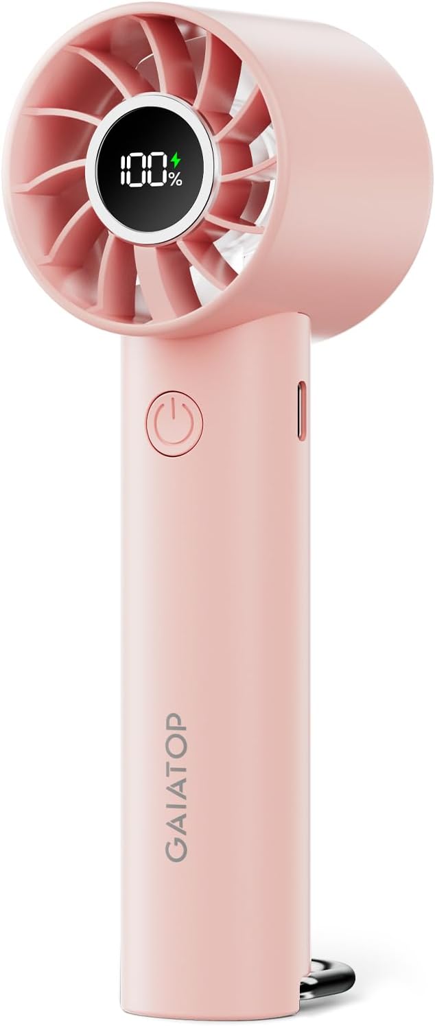 Portable Mini Fan, 3 Speeds, Rechargeable, Power Display & Flashlight – Lightweight Handheld Fan
