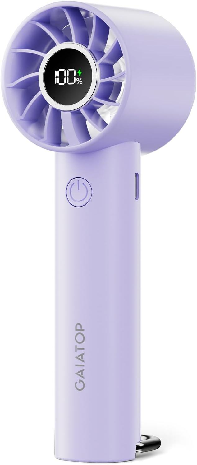 Portable Mini Fan, 3 Speeds, Rechargeable, Power Display & Flashlight – Lightweight Handheld Fan