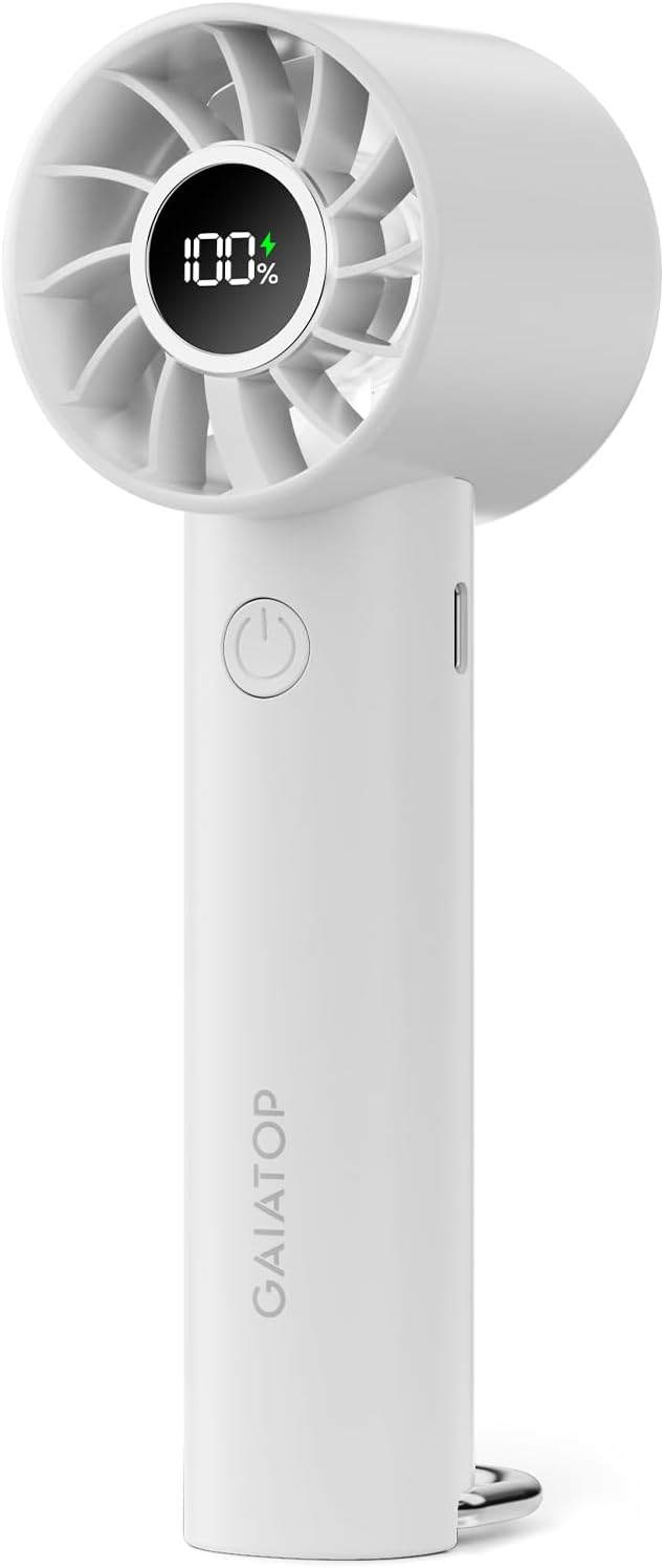 Portable Mini Fan, 3 Speeds, Rechargeable, Power Display & Flashlight – Lightweight Handheld Fan