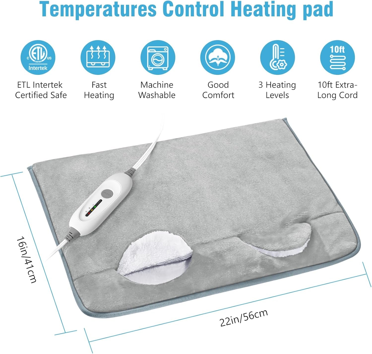 Electric Heated Foot Warmer – Soft Flannel Foot Heater with 3 Heat Levels, 2-Hour Auto-Off, Pocket Design for Feet, Abdomen, Cramps, and Pain Relief