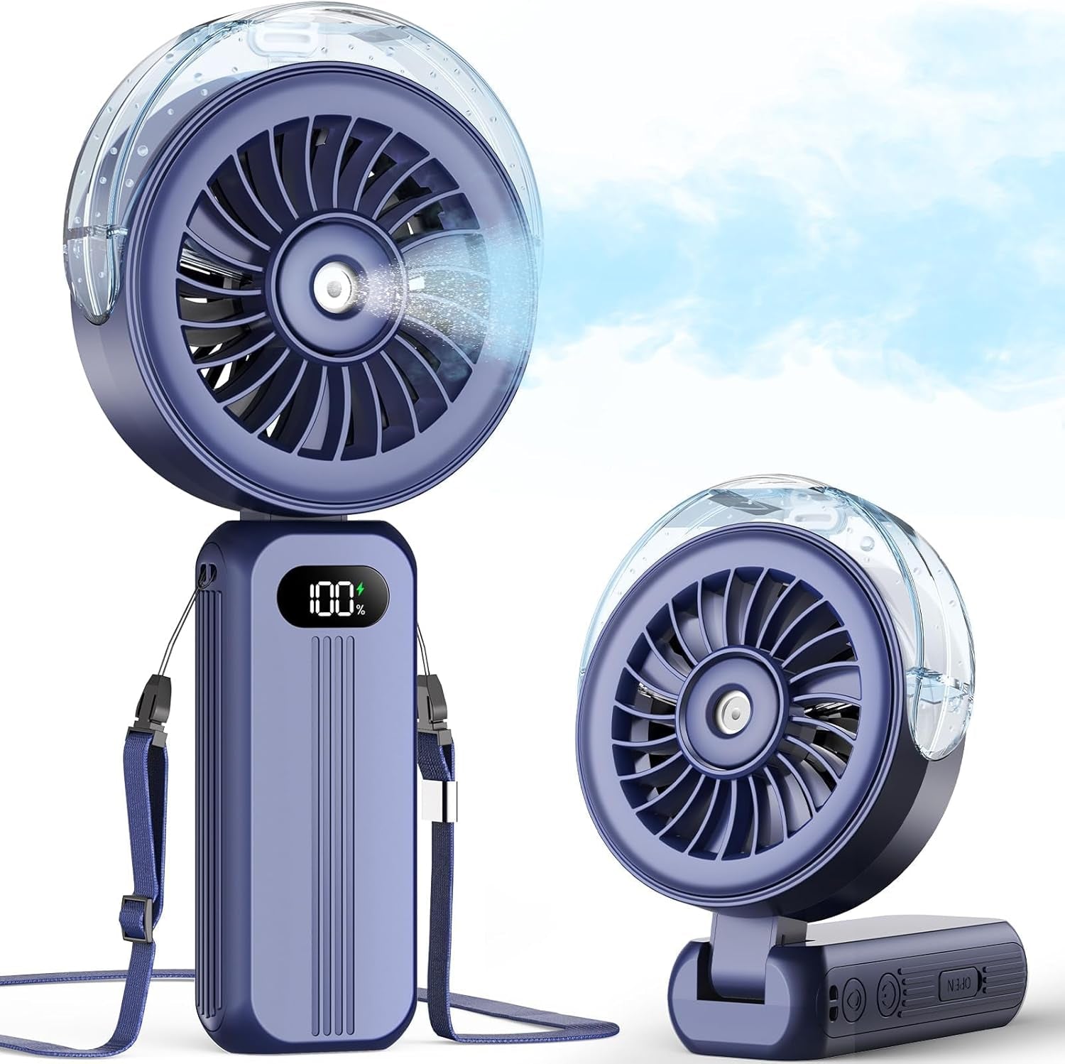 Portable Handheld Misting Fan – Rechargeable Personal Cooling Fan with Water Mist