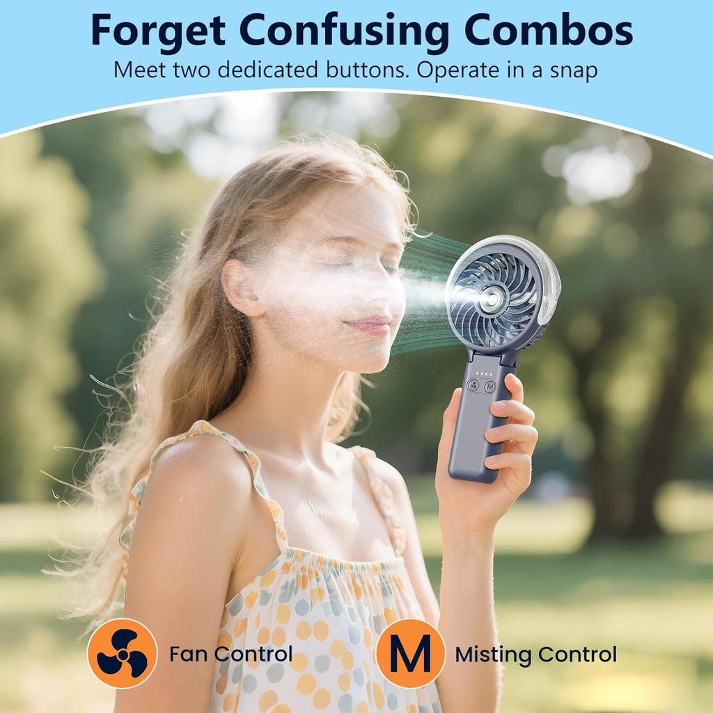 5200mAh Handheld Misting Fan – Portable Rechargeable Cooling Fan with Water Mist Spray