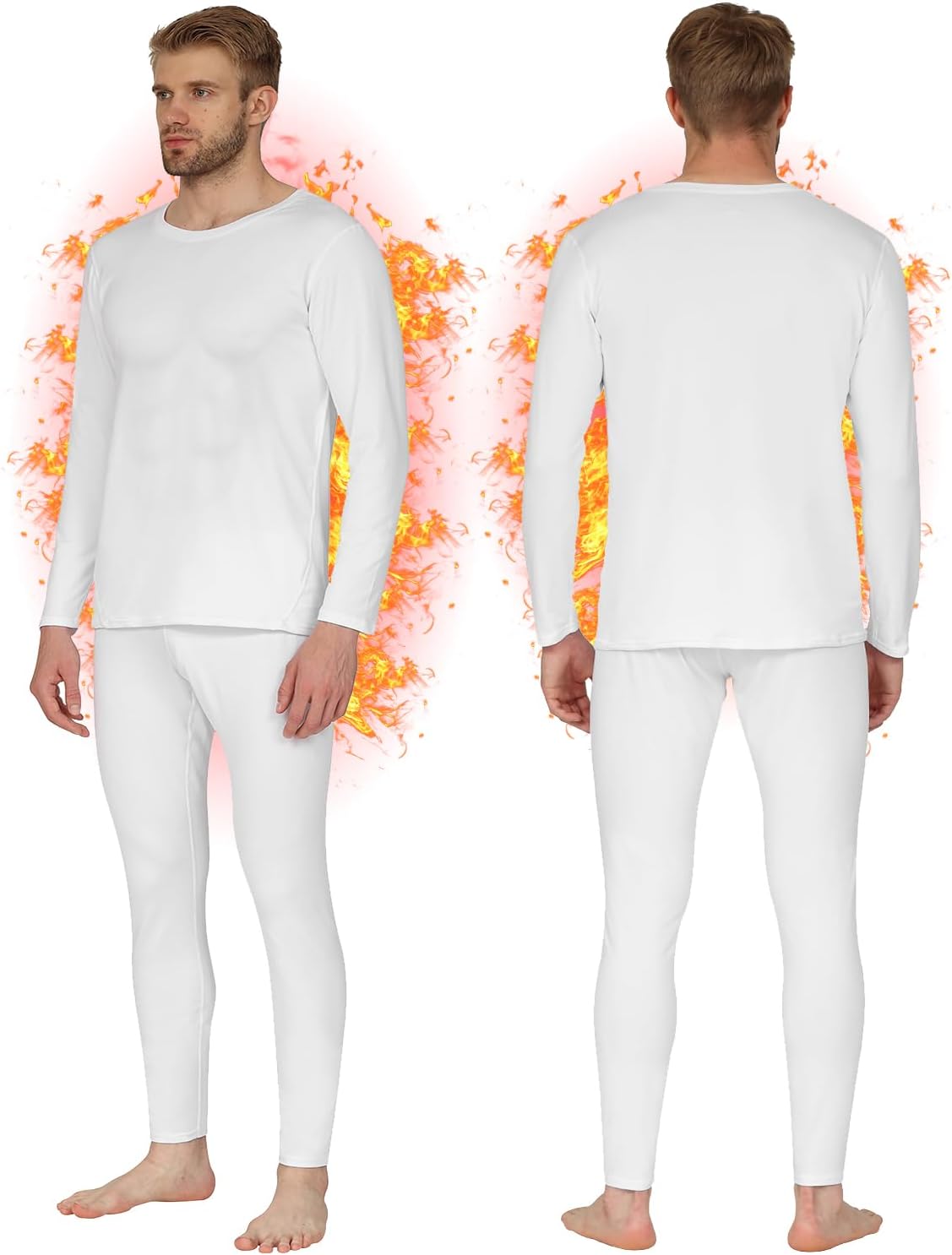 Men's Thermal Long Johns Set – Fleece-Lined Base Layer Top & Bottom for Winter, Skiing