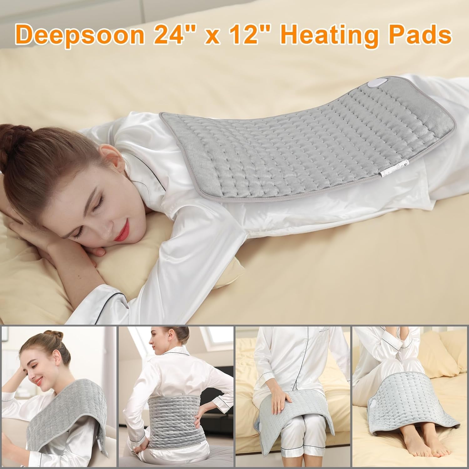 Electric Heating Pad for Back, Neck & Shoulders – 24 x 12-Inch Heating Pad
