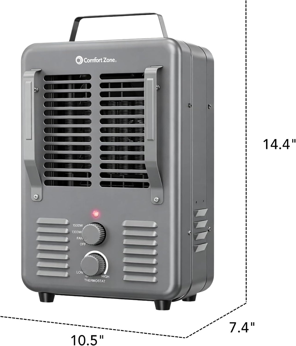 1500W Portable Utility Space Heater – Milkhouse Style Electric Heater with Adjustable Thermostat