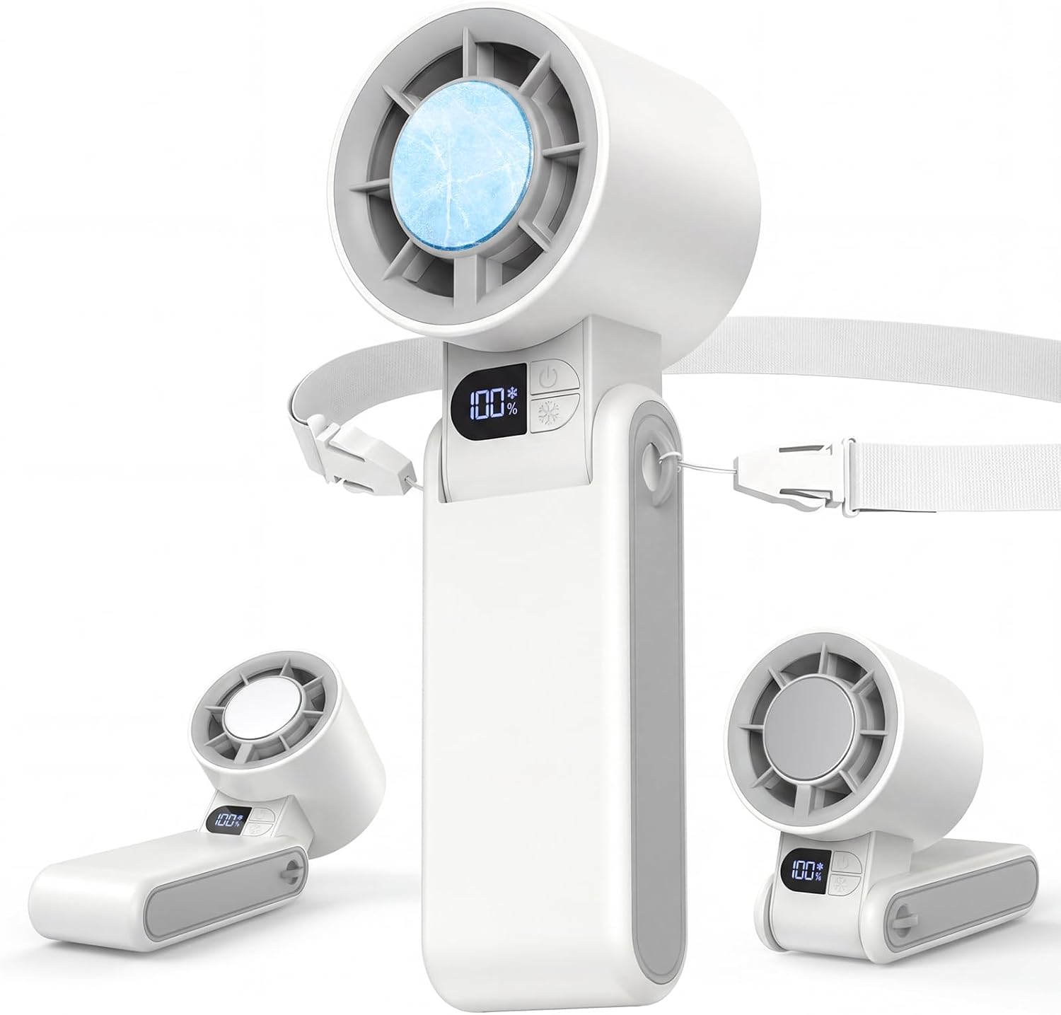 Portable Handheld Cooling Fan with Ice Plate – 5000mAh Rechargeable Personal Fan, Instant Cooling