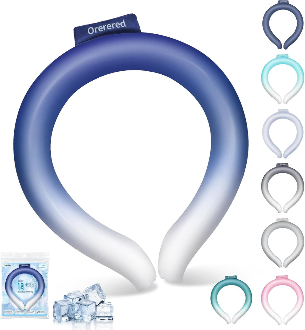 Ice Ring Neck Cooler, Gel Cooling Tube, Wearable Neck Wrap for Instant Summer Cooling & Heat Relief(Gradient Blue,L)