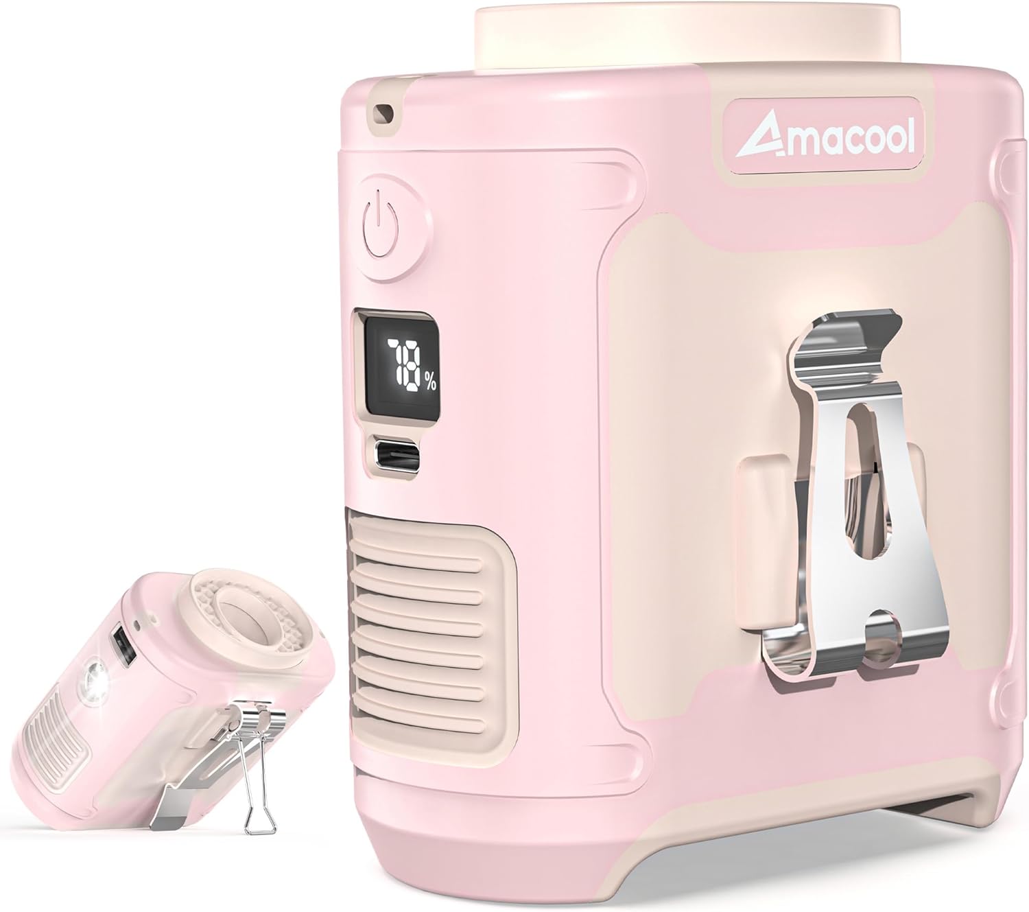 Portable Waist Fan Clip On, MAX 40H Work Time, 10000Mah Rechargeable Wearable Shirt Fan with Light, 16000RPM Powerful 5 Speeds Belt Fans Personal Cooling Fans for Outdoor Jobsite Travel