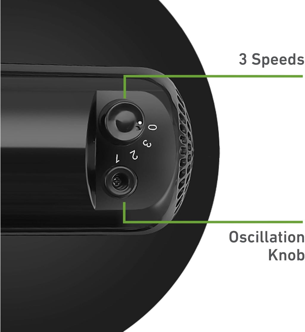 Oscillating Table Fan – Quiet Personal Desk Fan with 3 Speed Settings, 75° Wide-Angle Oscillation, 15° Adjustable Tilt