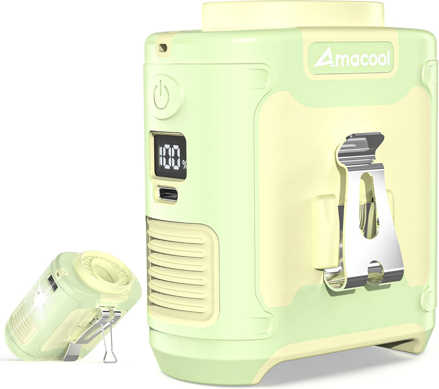 Portable Waist Fan Clip On, MAX 40H Work Time, 10000Mah Rechargeable Wearable Shirt Fan with Light, 16000RPM Powerful 5 Speeds Belt Fans Personal Cooling Fans for Outdoor Jobsite Travel