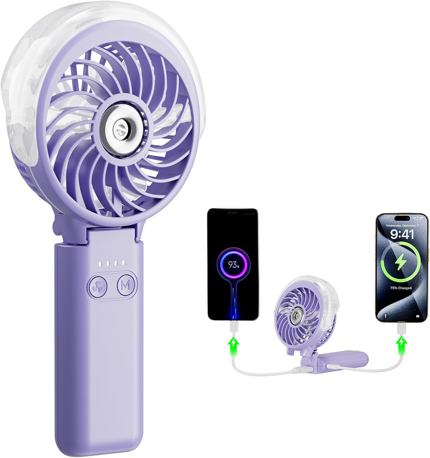 5200mAh Handheld Misting Fan – Portable Rechargeable Cooling Fan with Water Mist Spray