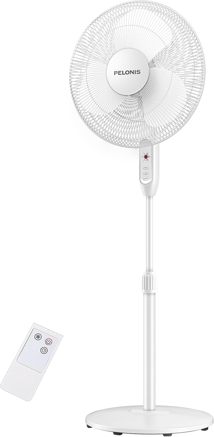 16-Inch Oscillating Pedestal Fan – Adjustable Height Standing Fan with 3 Speed Settings