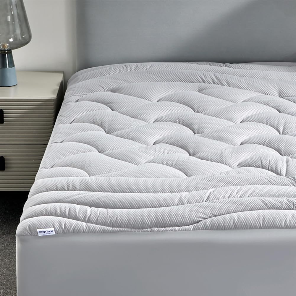 Cooling Twin Mattress Topper for Single Bed – Premium Zoned Mattress Pad Cover with Deep Pocket 8–21", Breathable Quilted Mattress Protector, Soft and Washable Bed Topper