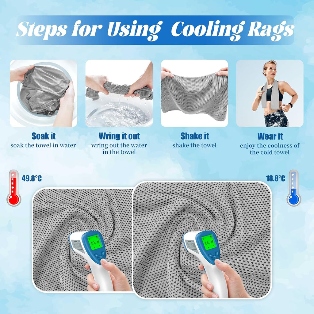 4-Pack Cooling Towels for Neck and Face – Soft Breathable Microfiber Cooling Towels