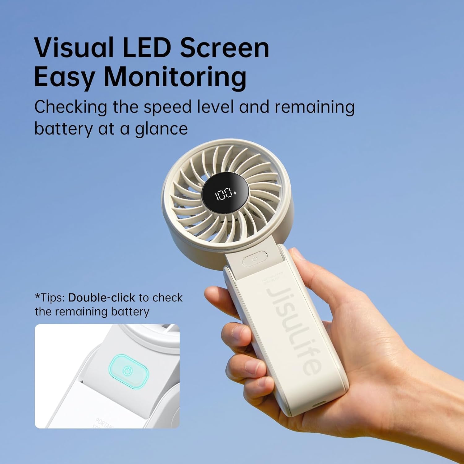 3-in-1 Portable Handheld Fan – 3600mAh Rechargeable Personal Fan with LED Display, 5 Speeds, Up to 13 Hours Runtime