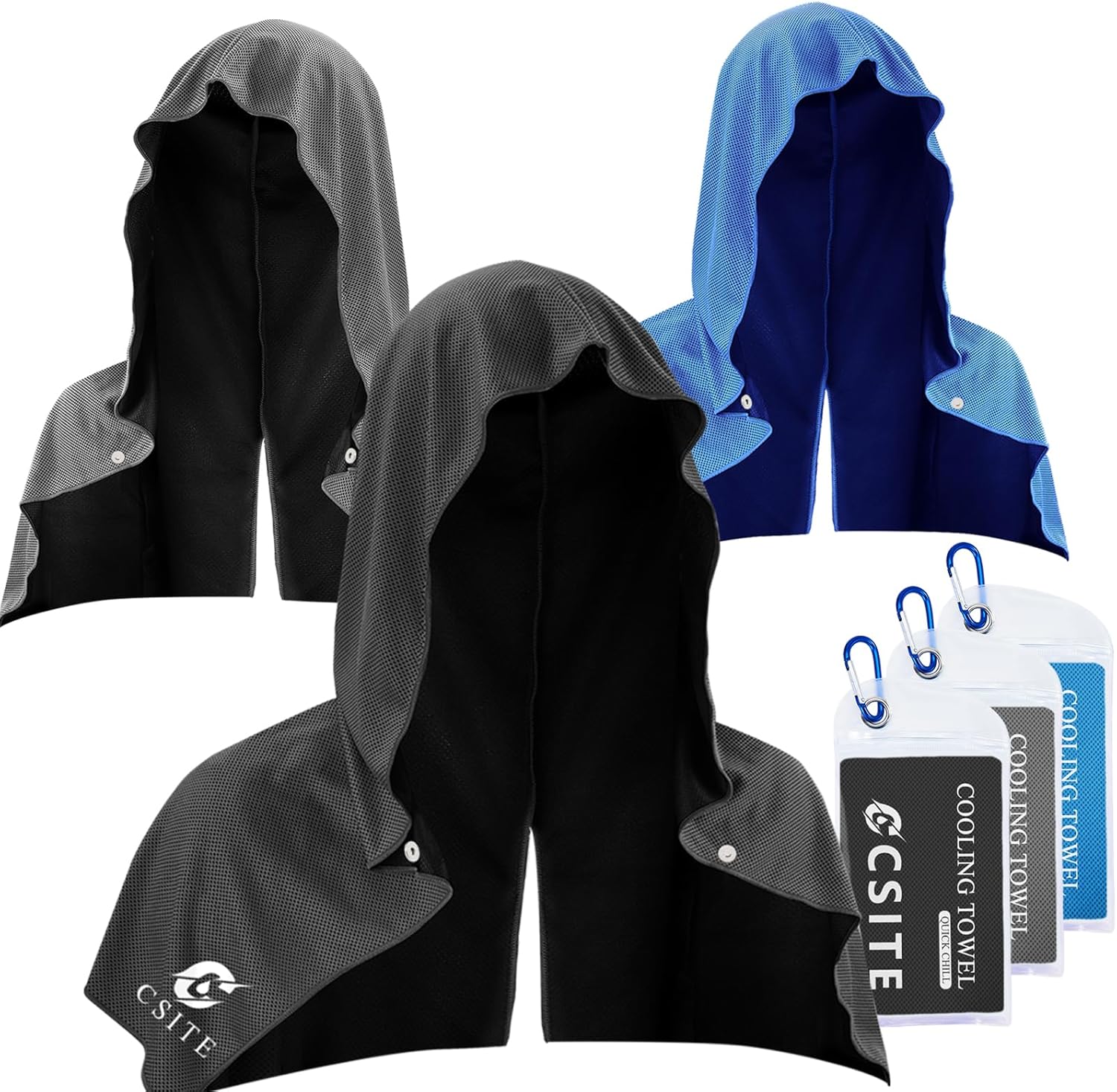 UPF 50 Cooling Hoodie Towel – Instant Cooling Neck & Face Towel for Sports, Gym, and Outdoor Activities