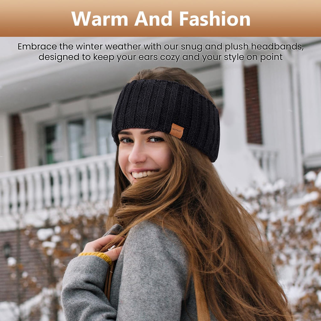 3-Pack Women's Winter Ear Warmer Headbands – Fleece-Lined Knit Ear Warmers
