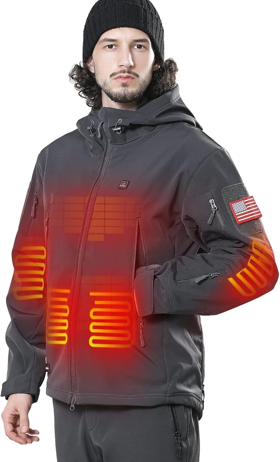Men’s Heated Jacket with 12V Battery Pack, Electric Heating Coat, Soft Shell Waterproof Winter Jacket with Adjustable Temperature for Outdoor Work, Hunting, Hiking & Skiing