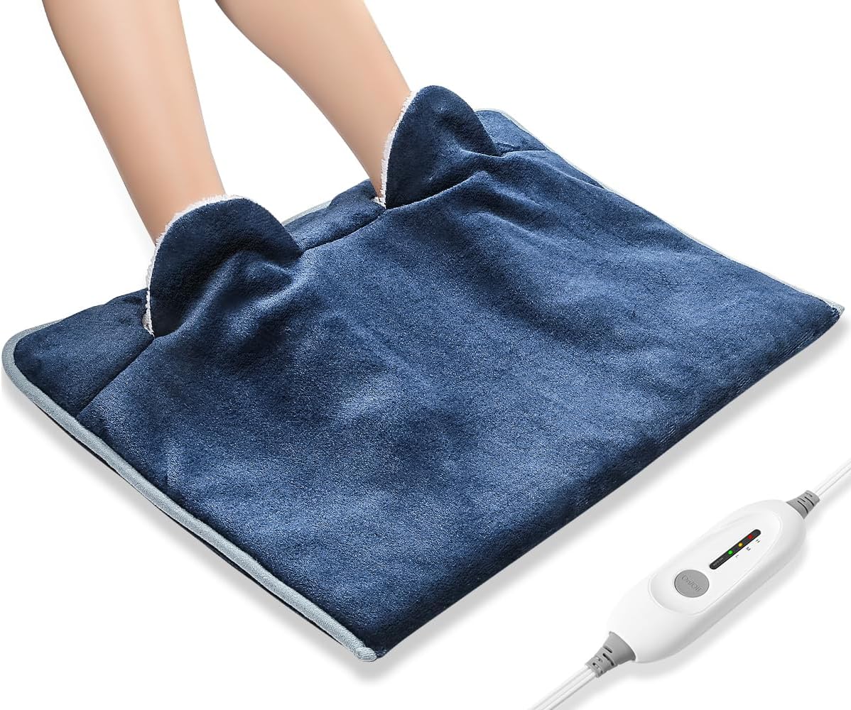 Electric Heated Foot Warmer – Soft Flannel Foot Heater with 3 Heat Levels, 2-Hour Auto-Off, Pocket Design for Feet, Abdomen, Cramps, and Pain Relief