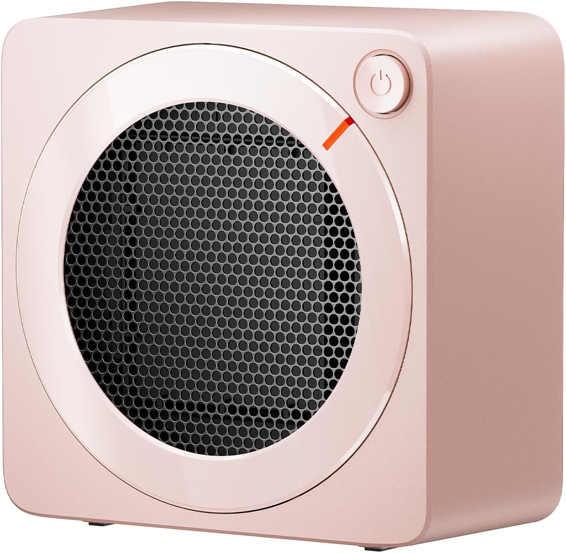 500W Mini Ceramic Space Heater – Portable PTC Fast Heating Desk Heater with Adjustable Thermostat