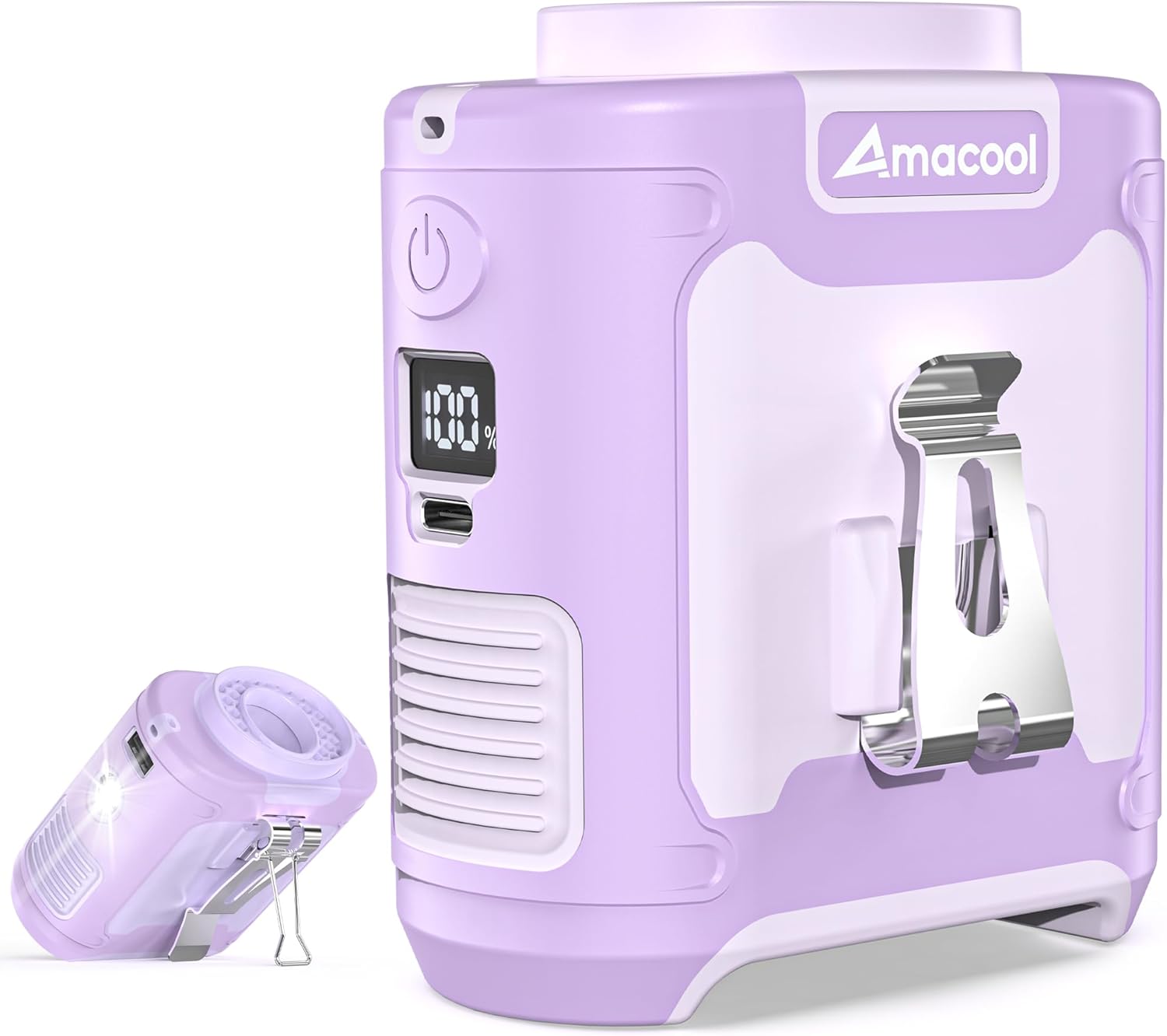 Portable Waist Fan Clip On, MAX 40H Work Time, 10000Mah Rechargeable Wearable Shirt Fan with Light, 16000RPM Powerful 5 Speeds Belt Fans Personal Cooling Fans for Outdoor Jobsite Travel