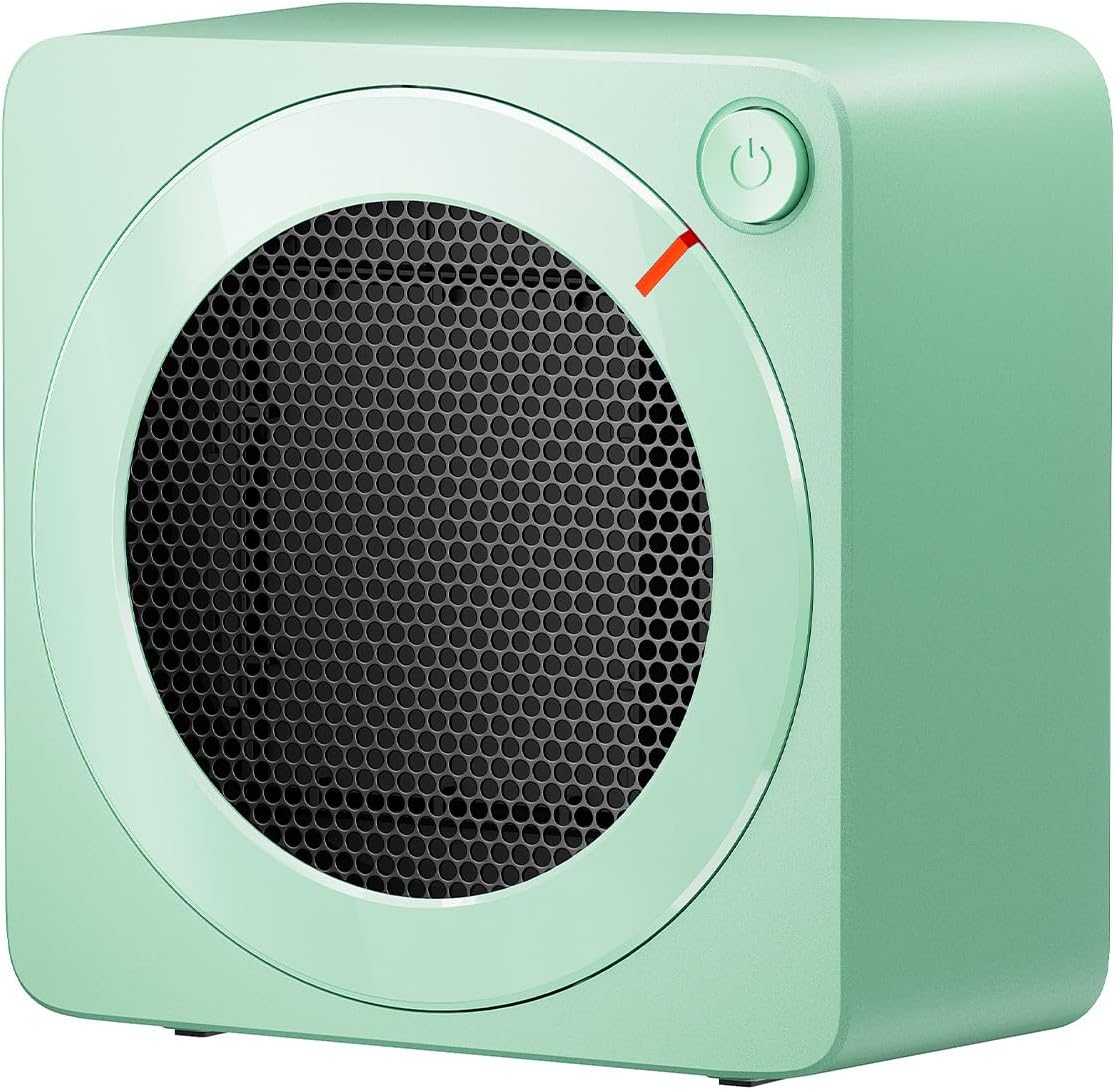 500W Mini Ceramic Space Heater – Portable PTC Fast Heating Desk Heater with Adjustable Thermostat