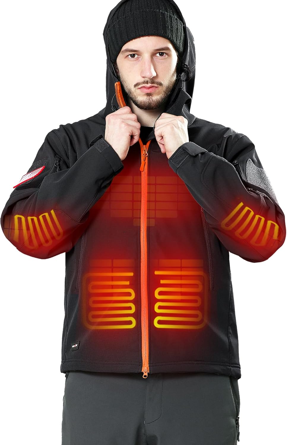 Men’s Heated Jacket with 12V Battery Pack, Electric Heating Coat, Soft Shell Waterproof Winter Jacket with Adjustable Temperature for Outdoor Work, Hunting, Hiking & Skiing