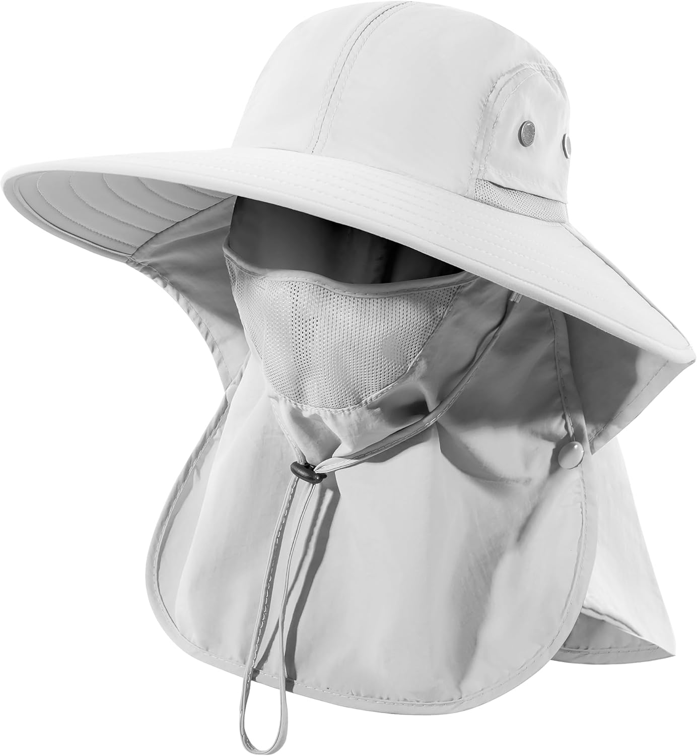 Sun Hat with Face Cover and Neck Flap – UPF 50+ Wide Brim Fishing Hat for Men and Women, Full Coverage UV Protection for Hiking, Camping and Outdoor Activities