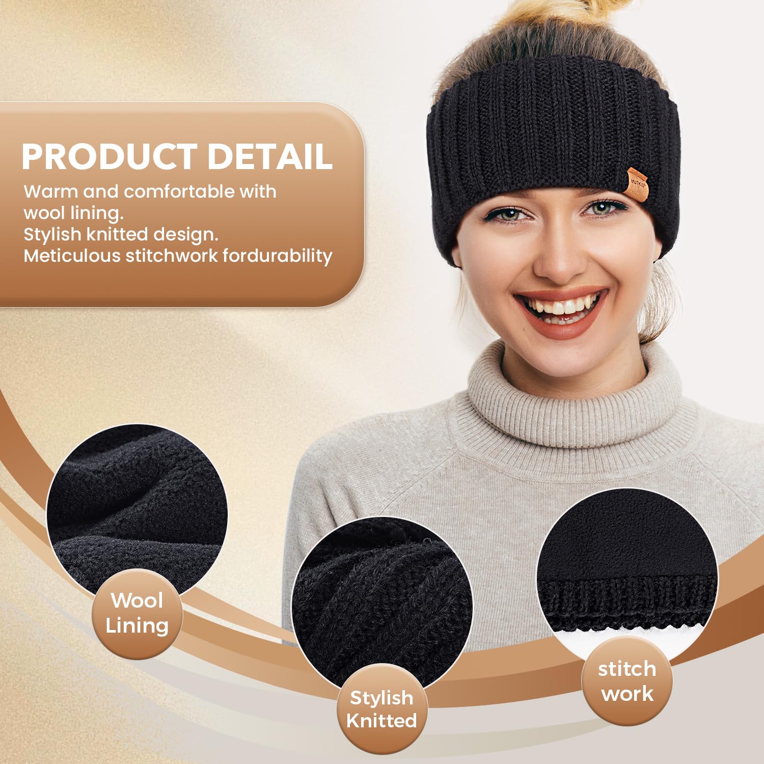 3-Pack Women's Winter Ear Warmer Headbands – Fleece-Lined Knit Ear Warmers