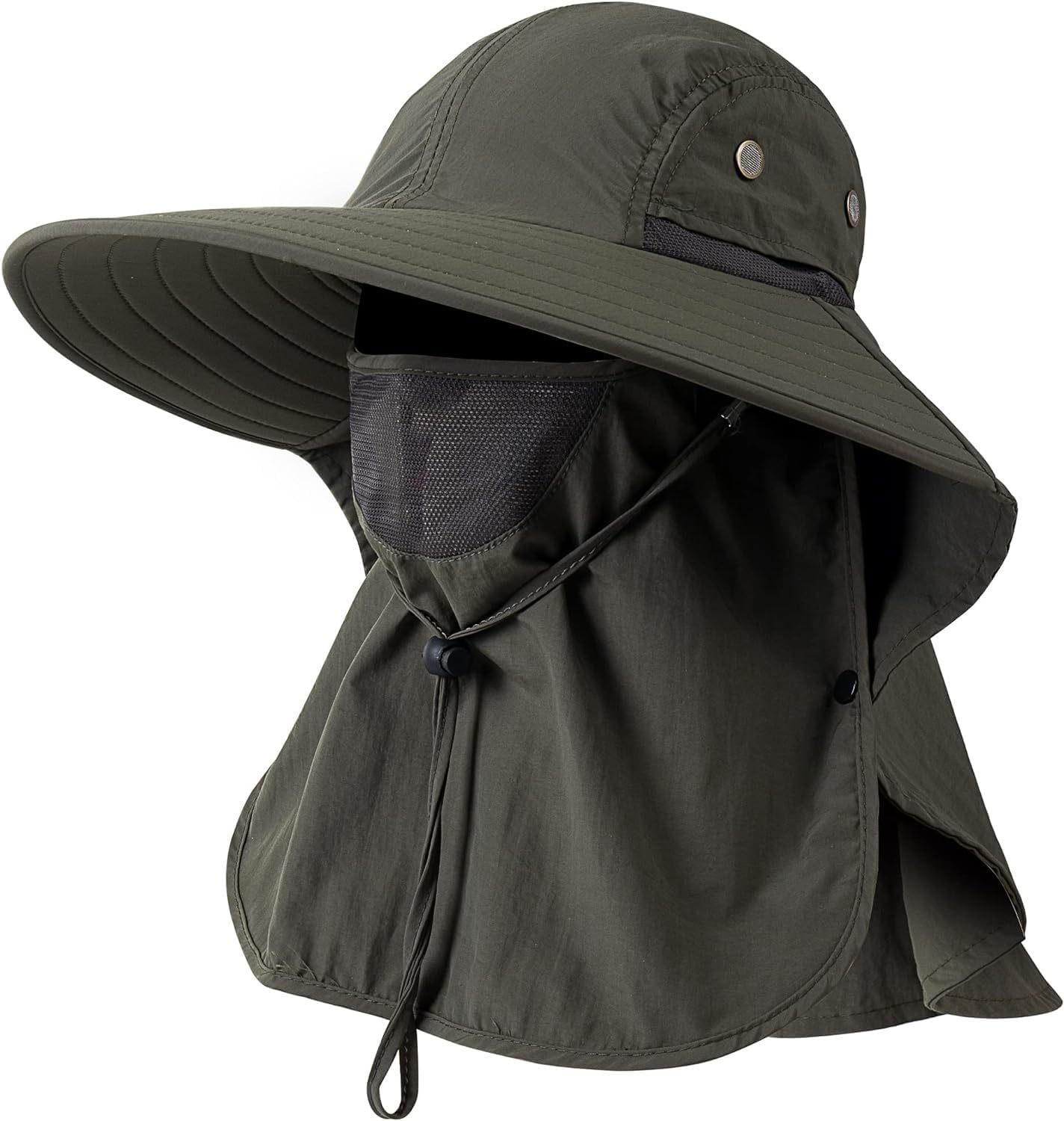 Sun Hat with Face Cover and Neck Flap – UPF 50+ Wide Brim Fishing Hat for Men and Women, Full Coverage UV Protection for Hiking, Camping and Outdoor Activities